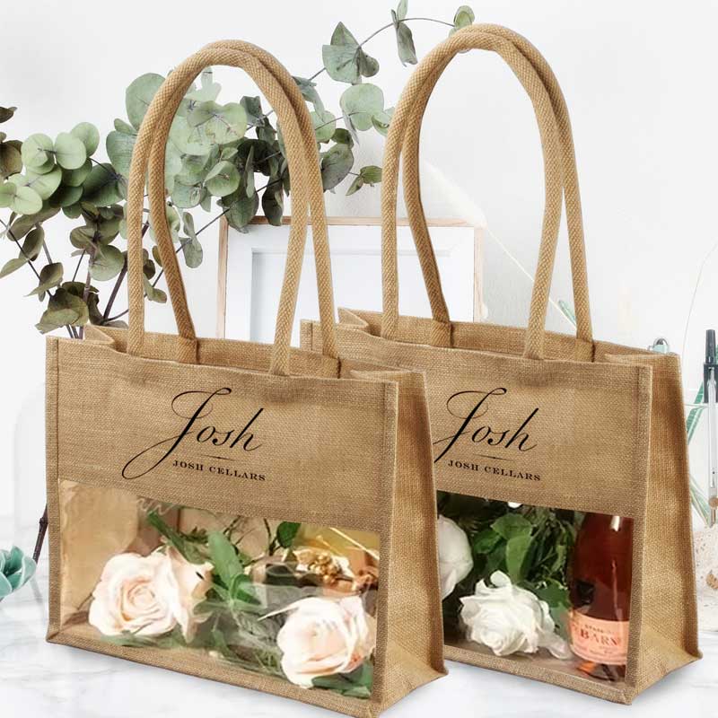 תיק יוטה עם חלון – בינוני