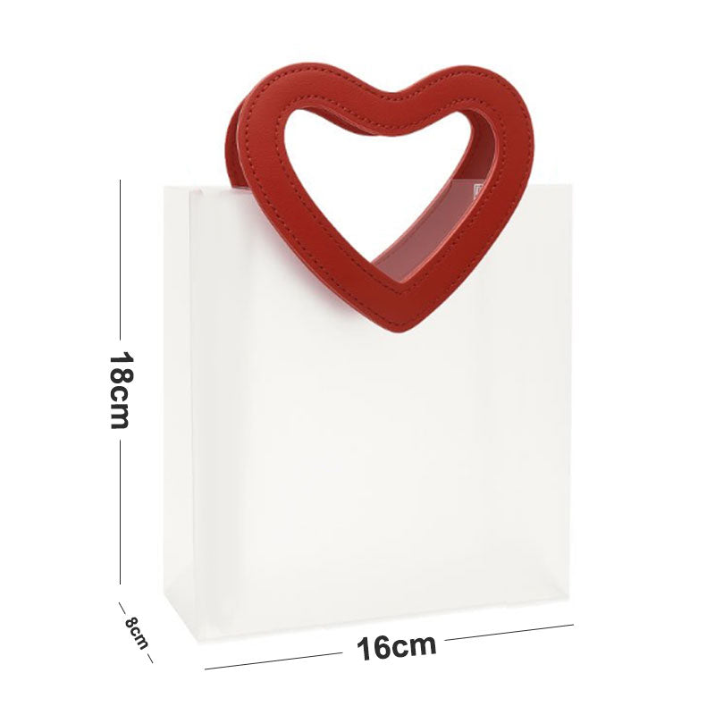 10 שקיות ידית לב אדום