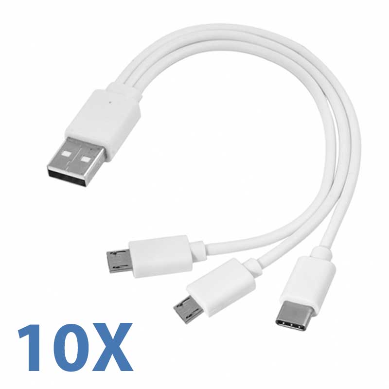 כבל טעינה 3 ב-1 (10 יחידות)