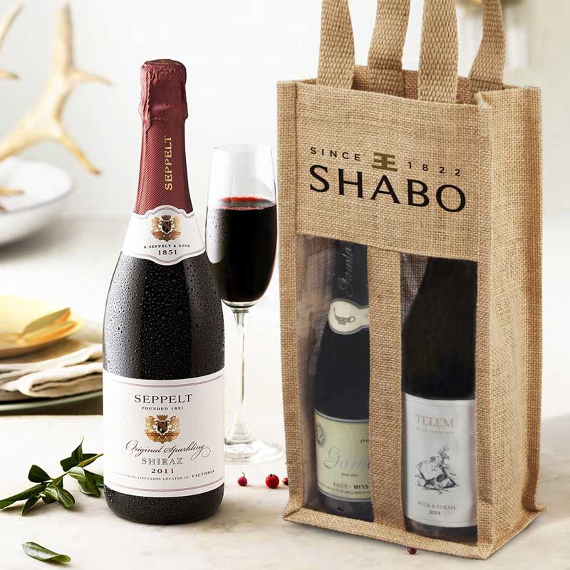 תיק יוטה לבקבוקי יין