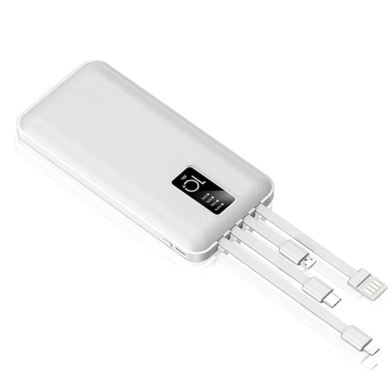 מטען נייד 15,000 mAh עם כבלים מובנים