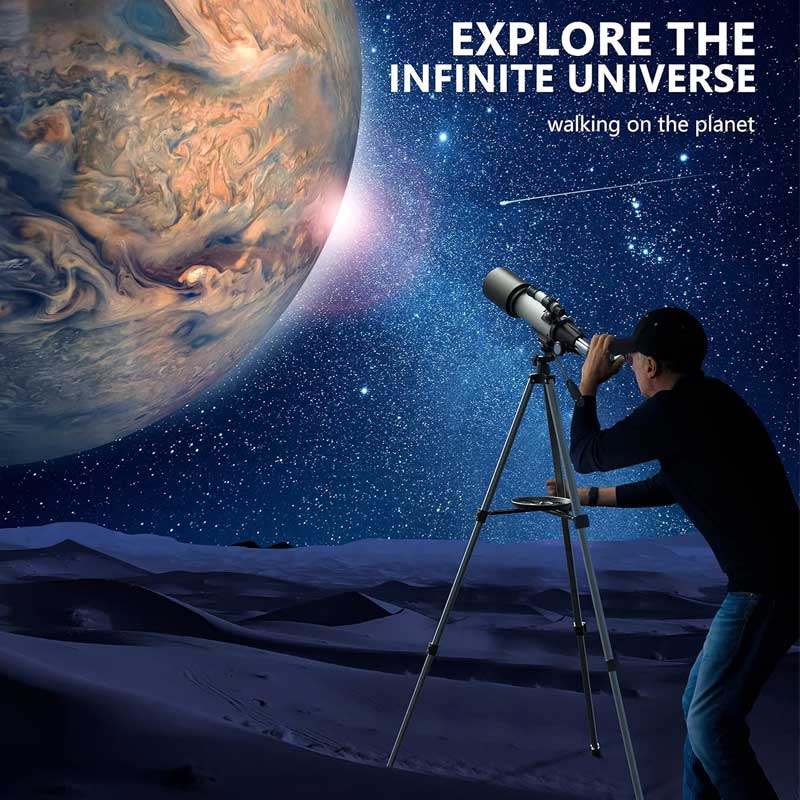 טלסקופ כוכבים 70/400 עם חצובה, תיק נשיאה ומחבר אוניברסלי לסמארטפון