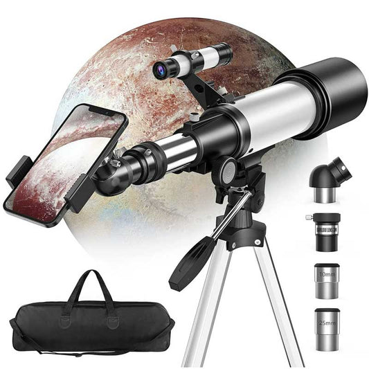 טלסקופ כוכבים 70/400 עם חצובה, תיק נשיאה ומחבר אוניברסלי לסמארטפון