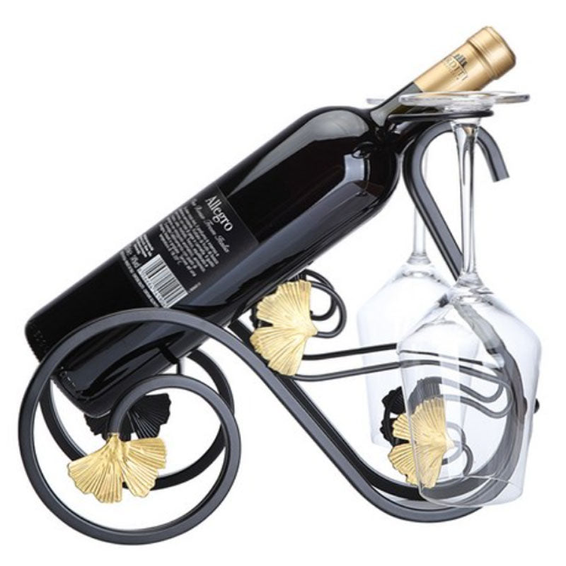 מעמד לבקבוק יין וכוסות בעיצוב ברבור