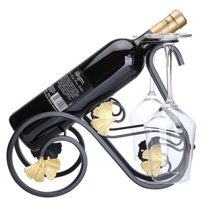 מעמד לבקבוק יין וכוסות בעיצוב ברבור