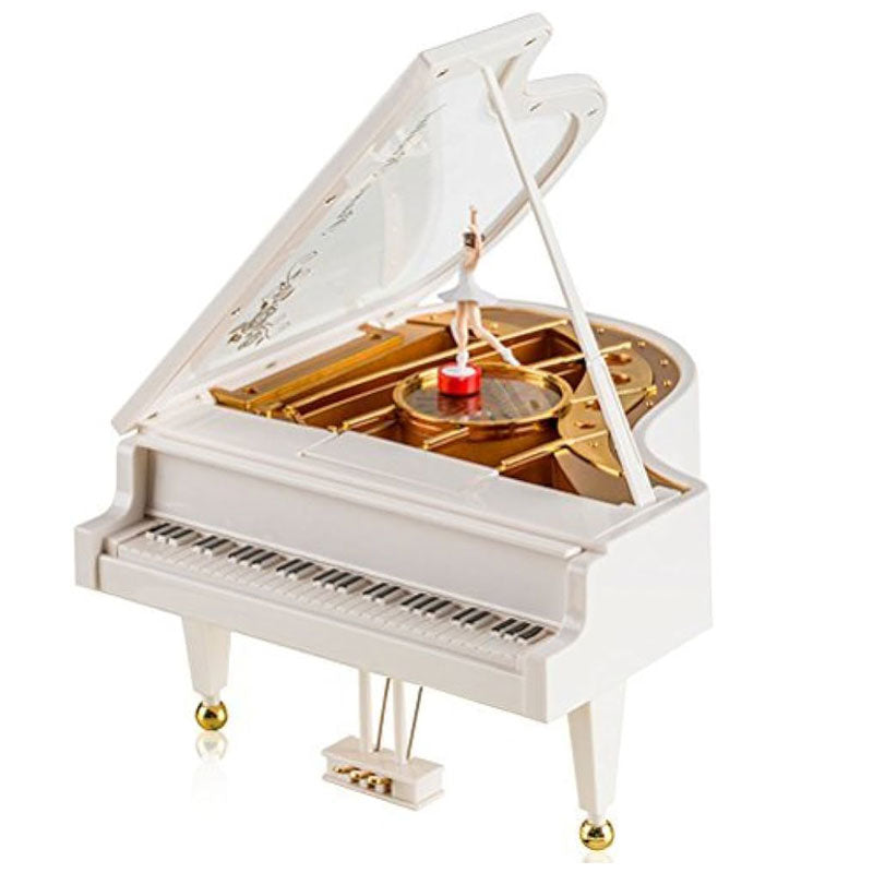 תיבת נגינה פסנתר קלאסי עם בלרינה מסתובבת