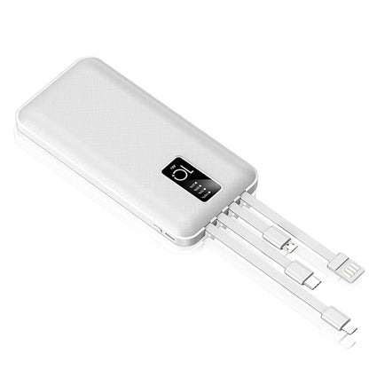 מטען נייד 15,000 mAh עם כבלים מובנים