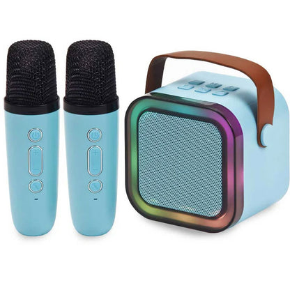 בידורית קריוקי קומפקטית עם 2 מיקרופונים