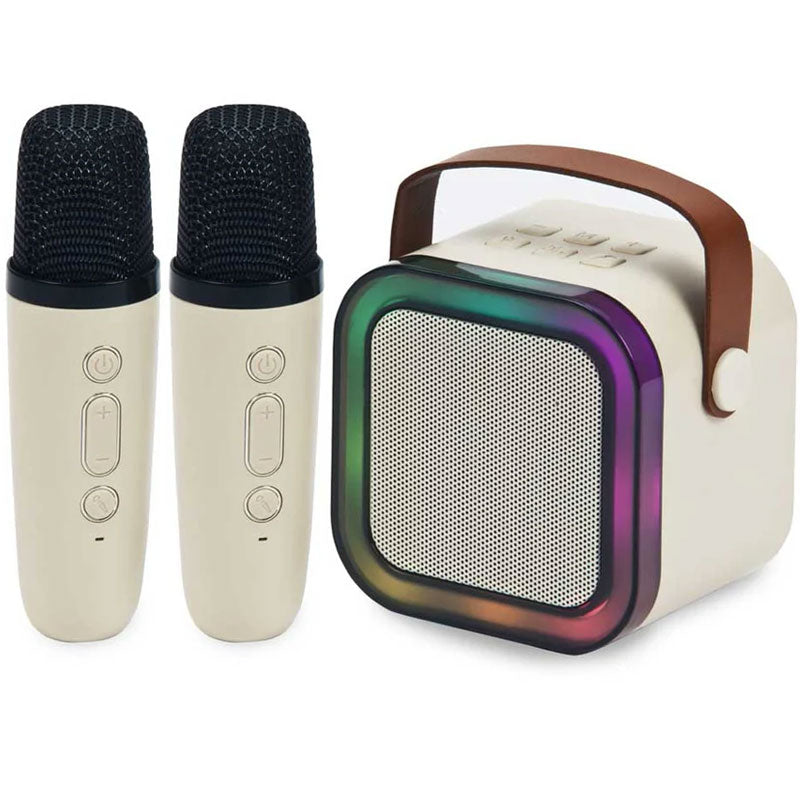 בידורית קריוקי קומפקטית עם 2 מיקרופונים