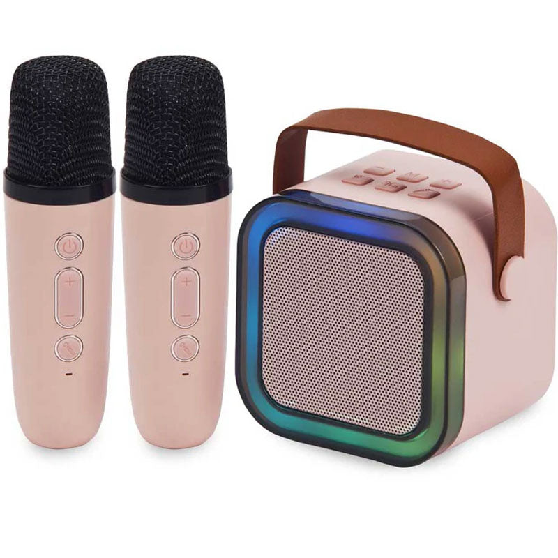 בידורית קריוקי קומפקטית עם 2 מיקרופונים